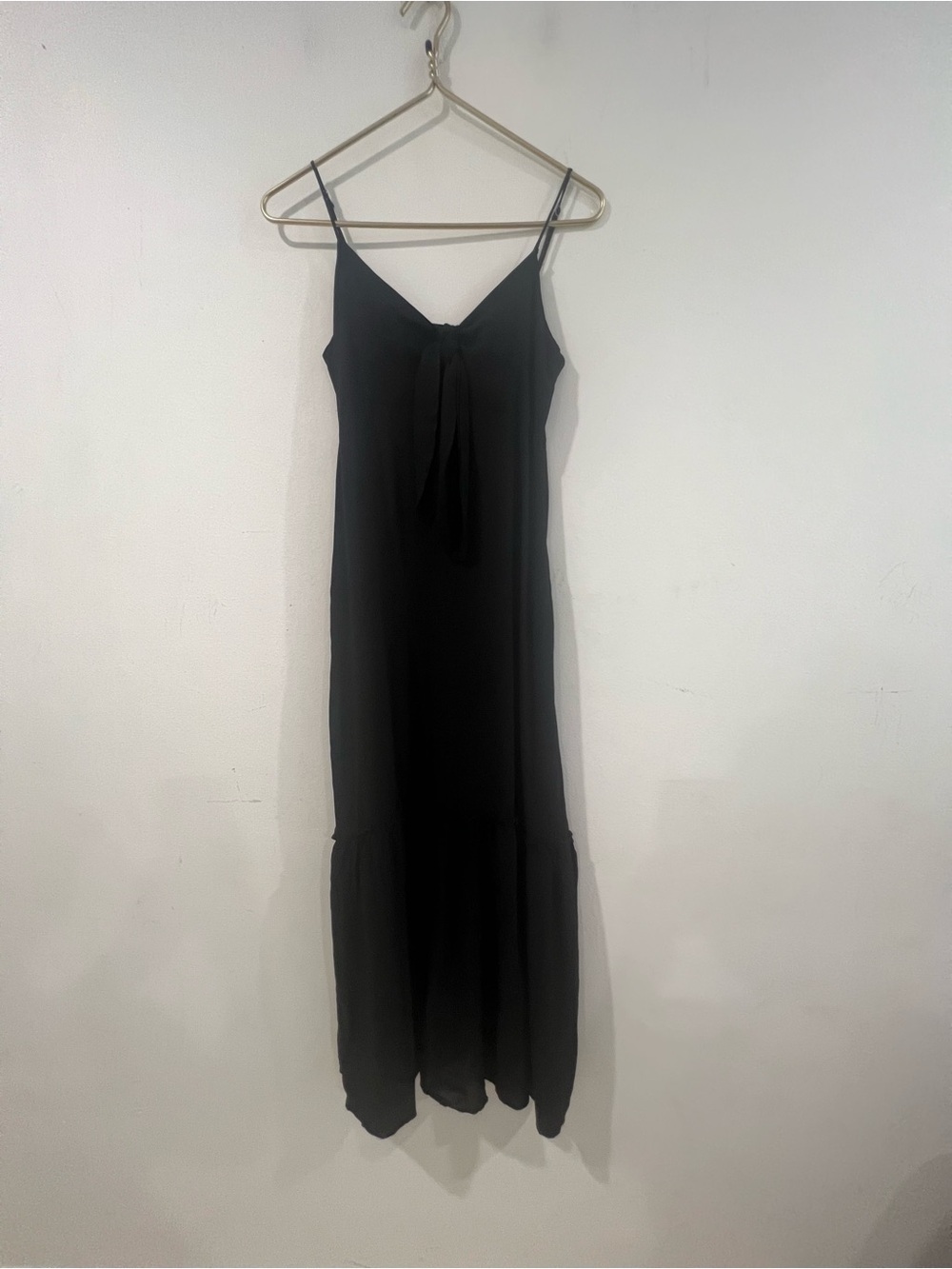 Elan Black Slip Maxi Dress with Tie Front Rayon  S